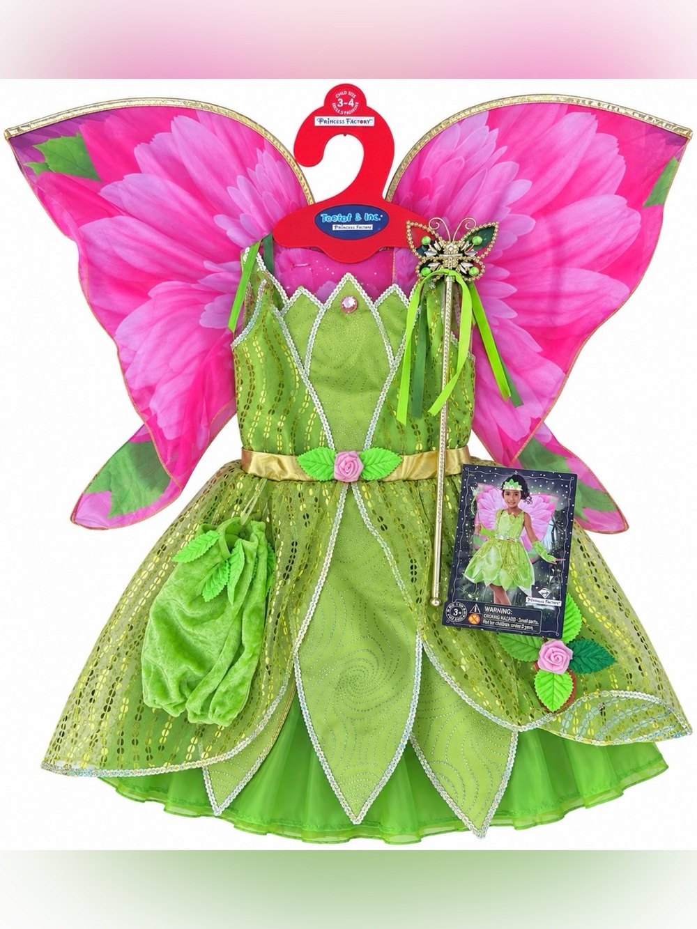 NWT Teetot Princess Factory Green Pixie Fairy Costume Girls 3-4